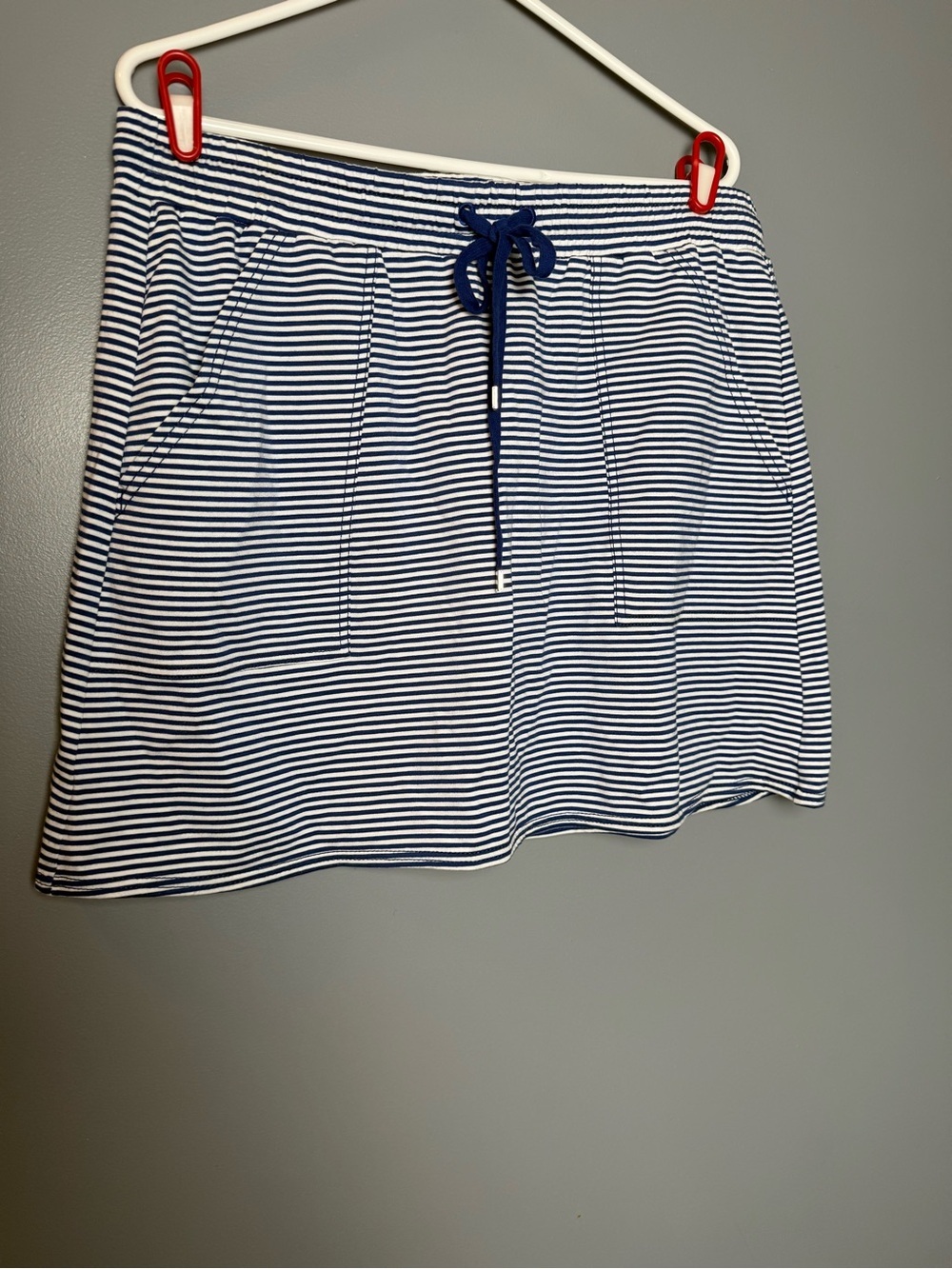 Harley NWT "Christine" Mini Skirt Blue/White Narrow Stripe Womens Sz L